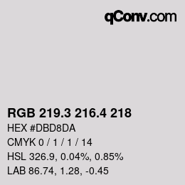 カラーコード: RGB 219.3 216.4 218 | qconv.com