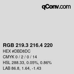 カラーコード: RGB 219.3 216.4 220 | qconv.com
