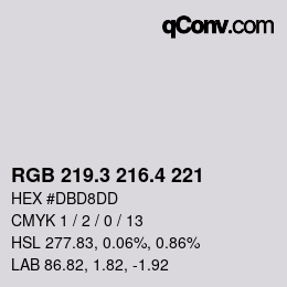 カラーコード: RGB 219.3 216.4 221 | qconv.com