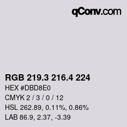 カラーコード: RGB 219.3 216.4 224 | qconv.com
