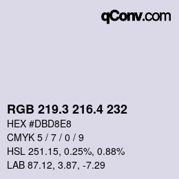 カラーコード: RGB 219.3 216.4 232 | qconv.com