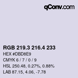 カラーコード: RGB 219.3 216.4 233 | qconv.com