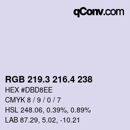 カラーコード: RGB 219.3 216.4 238 | qconv.com