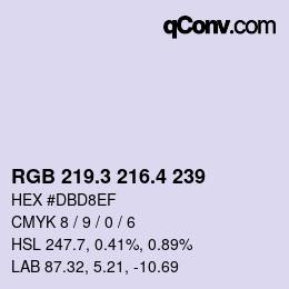 カラーコード: RGB 219.3 216.4 239 | qconv.com