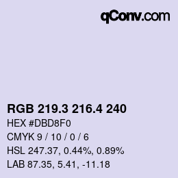 カラーコード: RGB 219.3 216.4 240 | qconv.com