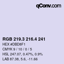 カラーコード: RGB 219.3 216.4 241 | qconv.com