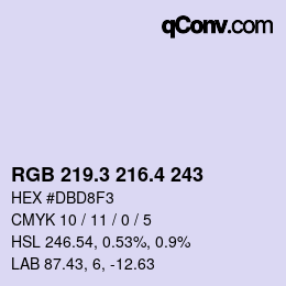 カラーコード: RGB 219.3 216.4 243 | qconv.com