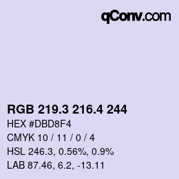 カラーコード: RGB 219.3 216.4 244 | qconv.com