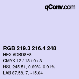 カラーコード: RGB 219.3 216.4 248 | qconv.com