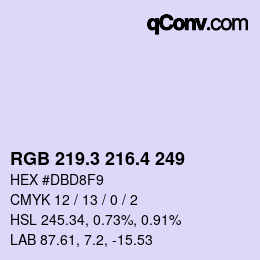 カラーコード: RGB 219.3 216.4 249 | qconv.com