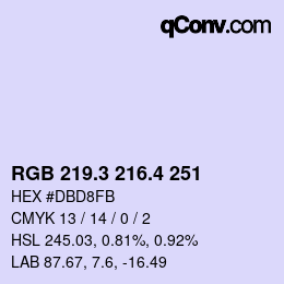 カラーコード: RGB 219.3 216.4 251 | qconv.com
