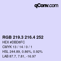 カラーコード: RGB 219.3 216.4 252 | qconv.com