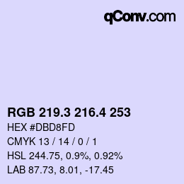 カラーコード: RGB 219.3 216.4 253 | qconv.com