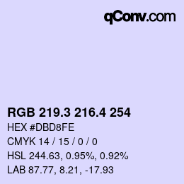 カラーコード: RGB 219.3 216.4 254 | qconv.com