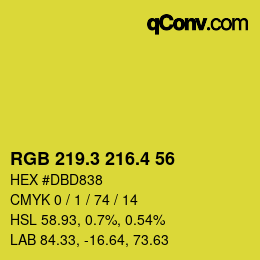 カラーコード: RGB 219.3 216.4 56 | qconv.com
