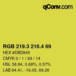 カラーコード: RGB 219.3 216.4 69 | qconv.com