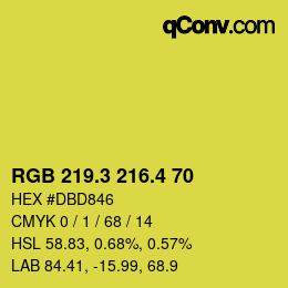 カラーコード: RGB 219.3 216.4 70 | qconv.com
