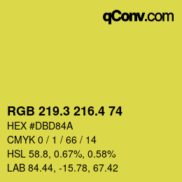 カラーコード: RGB 219.3 216.4 74 | qconv.com