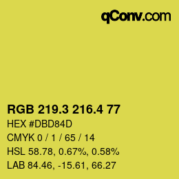 カラーコード: RGB 219.3 216.4 77 | qconv.com