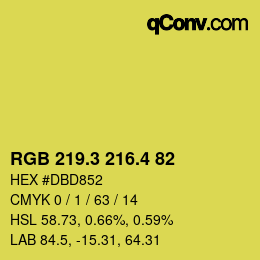 カラーコード: RGB 219.3 216.4 82 | qconv.com