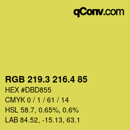 カラーコード: RGB 219.3 216.4 85 | qconv.com