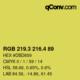 カラーコード: RGB 219.3 216.4 89 | qconv.com