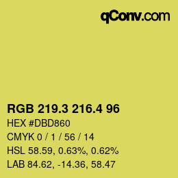 カラーコード: RGB 219.3 216.4 96 | qconv.com