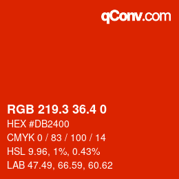 カラーコード: RGB 219.3 36.4 0 | qconv.com