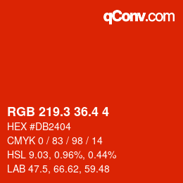 カラーコード: RGB 219.3 36.4 4 | qconv.com
