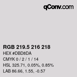 Color code: RGB 219.5 216 218 | qconv.com