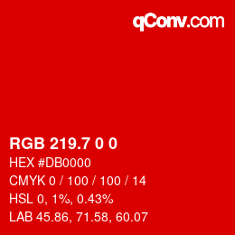 カラーコード: RGB 219.7 0 0 | qconv.com