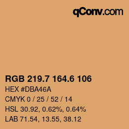 カラーコード: RGB 219.7 164.6 106 | qconv.com