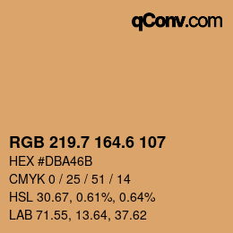 カラーコード: RGB 219.7 164.6 107 | qconv.com