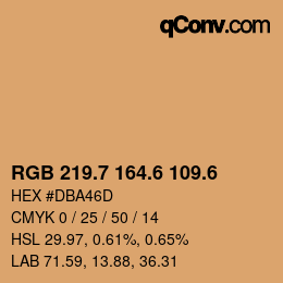 カラーコード: RGB 219.7 164.6 109.6 | qconv.com