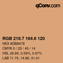 カラーコード: RGB 219.7 164.6 120 | qconv.com