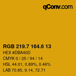カラーコード: RGB 219.7 164.6 13 | qconv.com