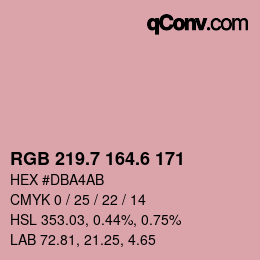 カラーコード: RGB 219.7 164.6 171 | qconv.com