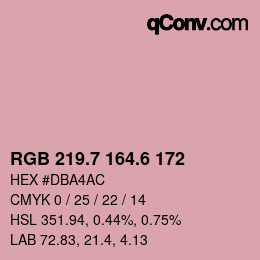 カラーコード: RGB 219.7 164.6 172 | qconv.com