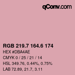 カラーコード: RGB 219.7 164.6 174 | qconv.com