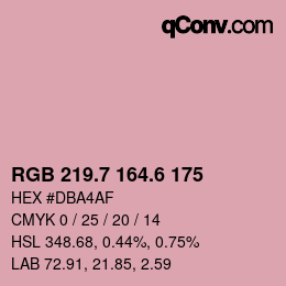 カラーコード: RGB 219.7 164.6 175 | qconv.com