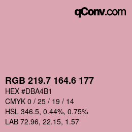 カラーコード: RGB 219.7 164.6 177 | qconv.com