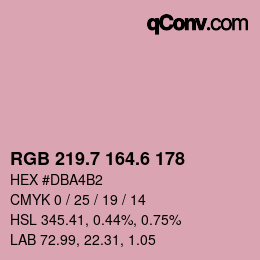 カラーコード: RGB 219.7 164.6 178 | qconv.com