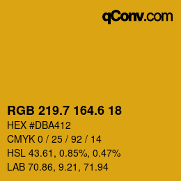 カラーコード: RGB 219.7 164.6 18 | qconv.com