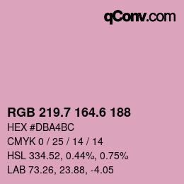 カラーコード: RGB 219.7 164.6 188 | qconv.com