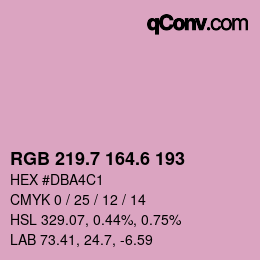 カラーコード: RGB 219.7 164.6 193 | qconv.com