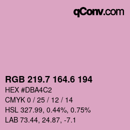 カラーコード: RGB 219.7 164.6 194 | qconv.com