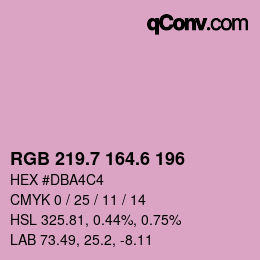 カラーコード: RGB 219.7 164.6 196 | qconv.com