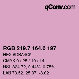 カラーコード: RGB 219.7 164.6 197 | qconv.com