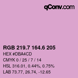 カラーコード: RGB 219.7 164.6 205 | qconv.com