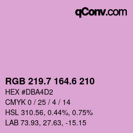 カラーコード: RGB 219.7 164.6 210 | qconv.com